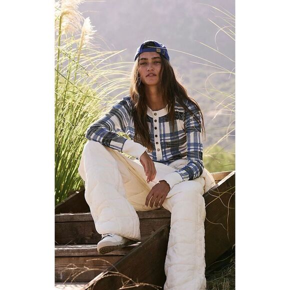 FREE PEOPLE RALLY LAYER PRINTED - TRUE PLAID IVORY XS NWT - Picture 2 of 6
